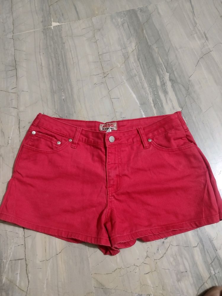 Red Women Shorts