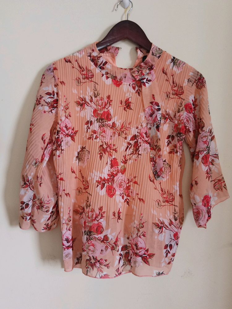 Peach Floral Top