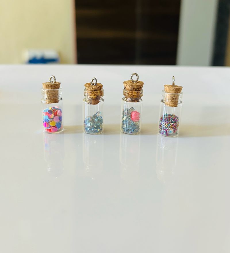 Glass Bottle Charm(pack Of 4)