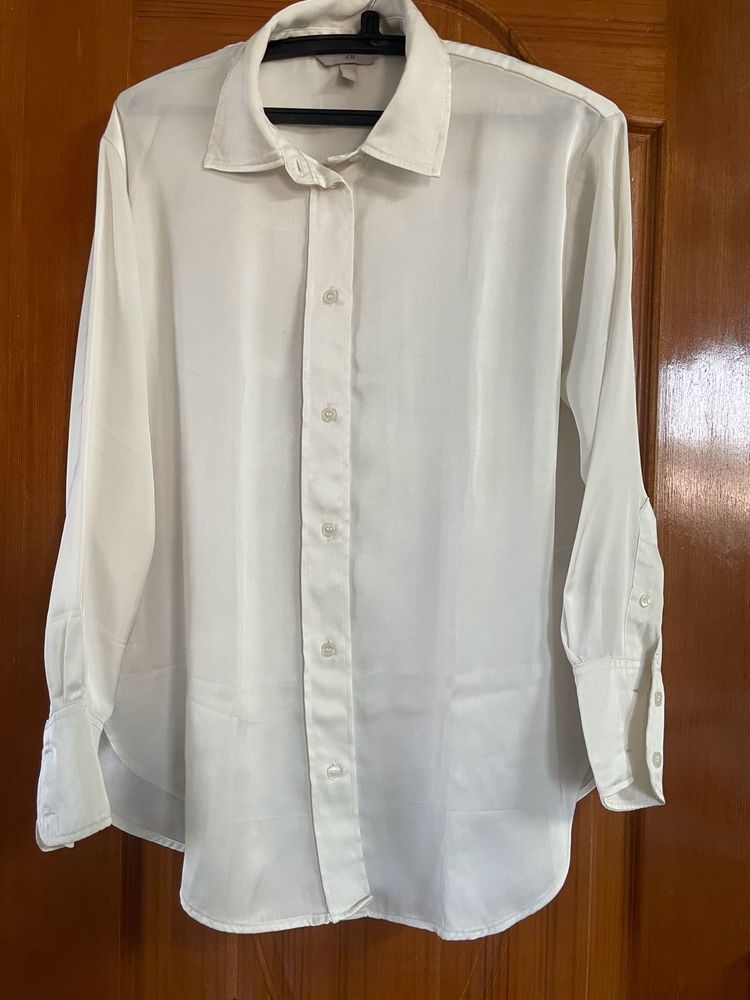 H&M Satin Silk White Shirt