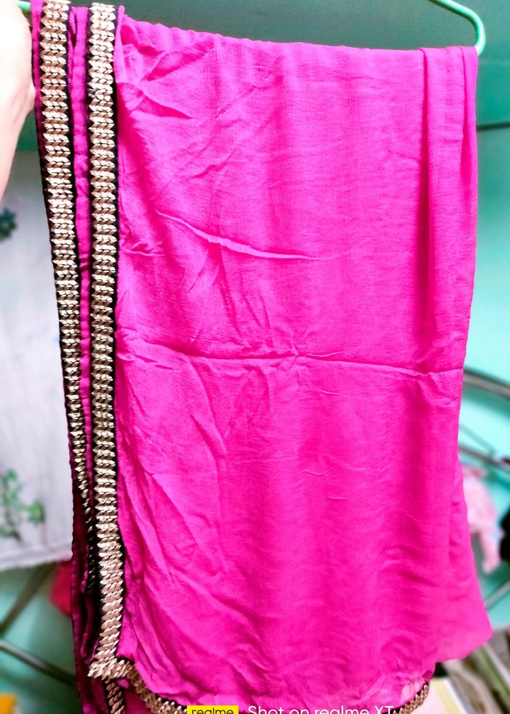 Chiffon Dupatta With Zarii Lace On Border