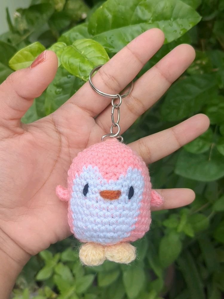 Baby Penguin Crochet Keychain🩷🤍