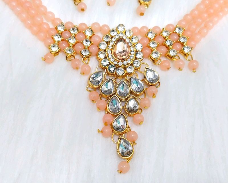 Jewellery Set (Peach Colour) Super Discount