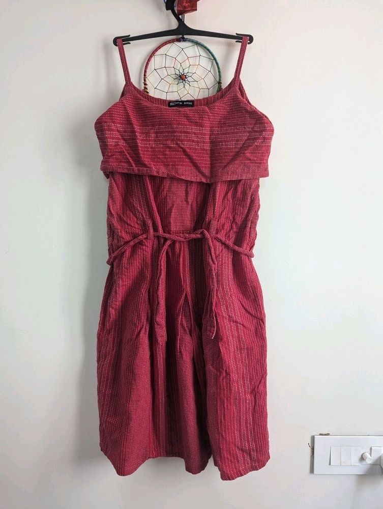 Zara Basics Red Cotton Dress