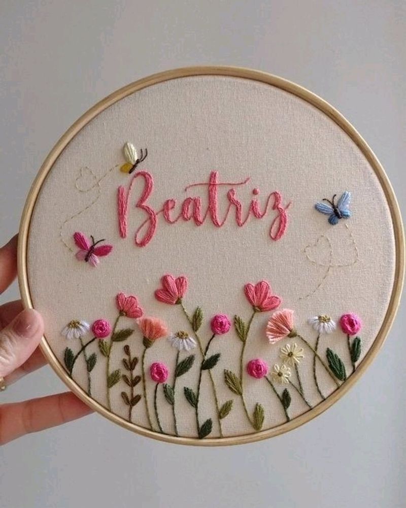 Embroidered Name Hoop Ring