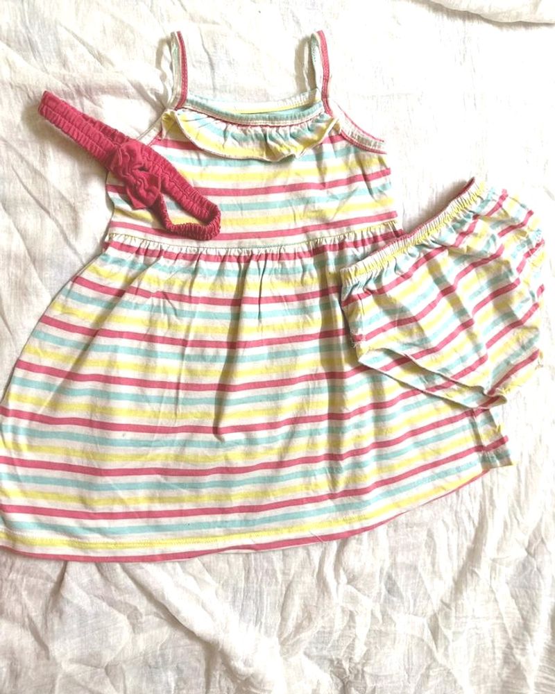 Baby Frock With Hair Band