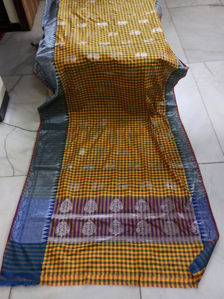 Banarasi Silk Multicolour Box Design Saree