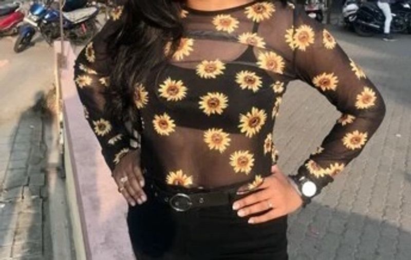 Shein Mesh Sunflower Top