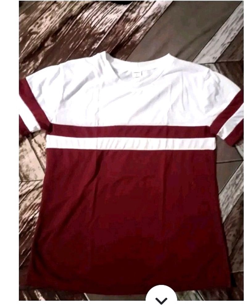 Casual Maroon Colour Tshirt For Daily Wear