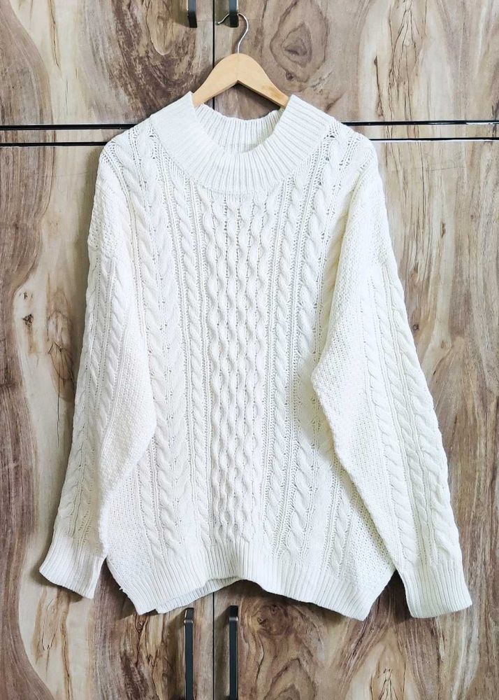 Cream Colour Designer Baggi Sweater Size-46-48