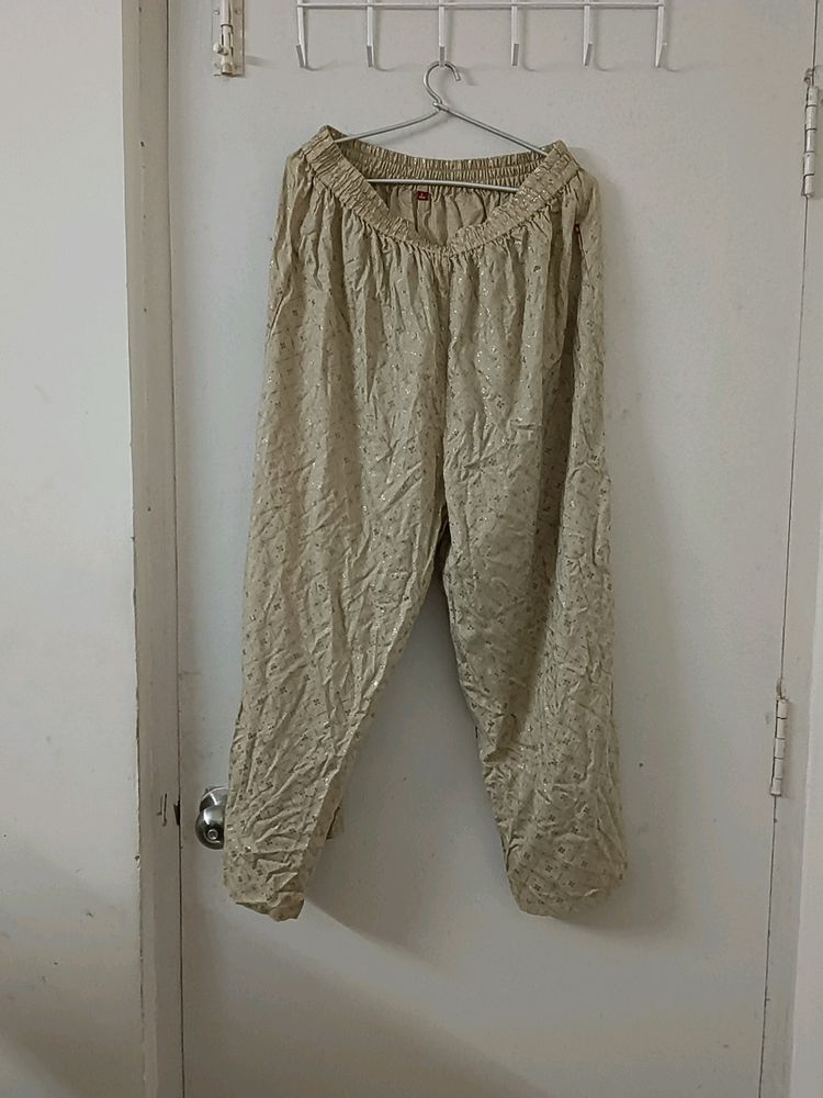 Golden Coloured Party Wear Loose Pant  Never Used