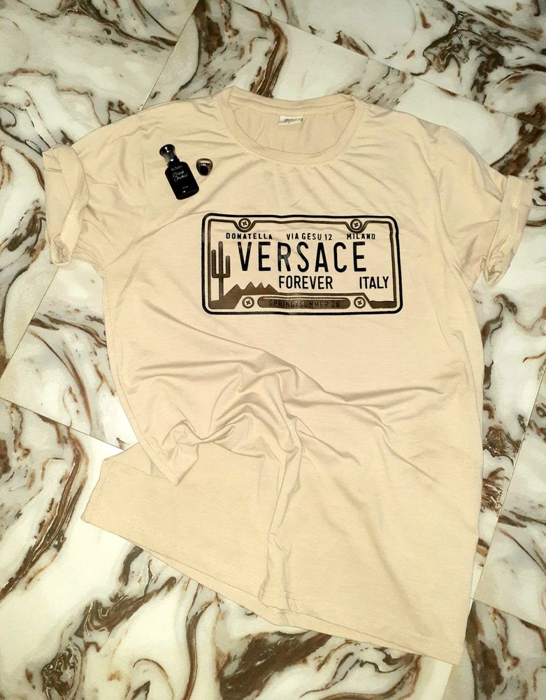 Versace on front print with leather touch