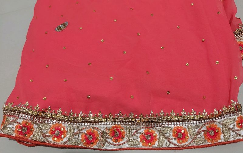 Saree With Stone Work & Beautiful Lays