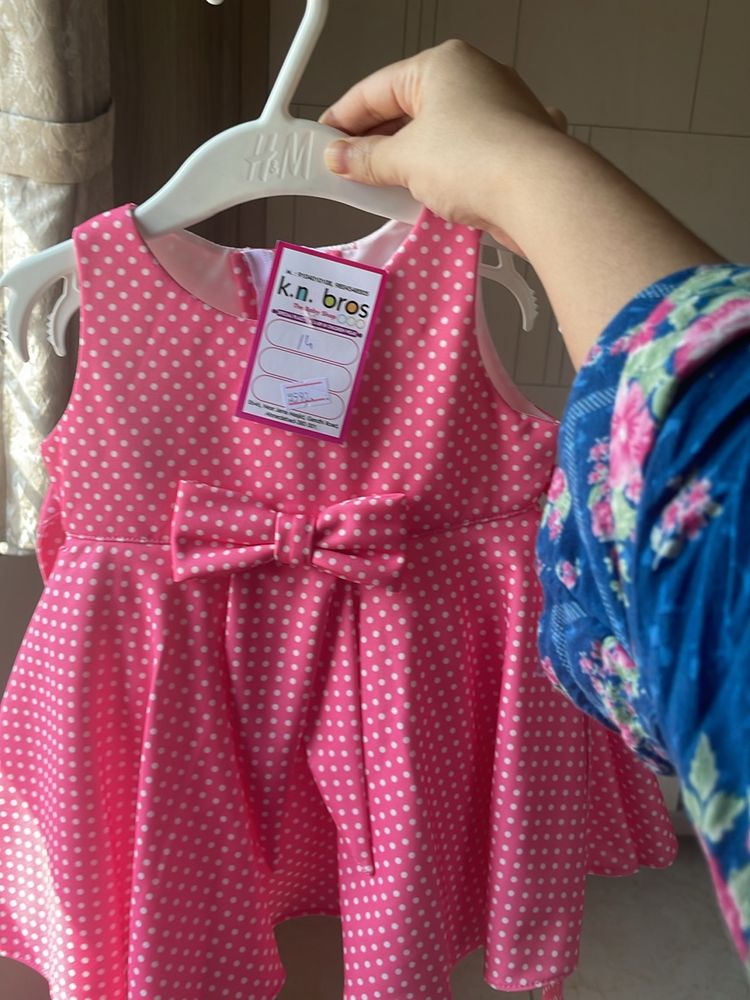 Baby Pink Frock With Bow