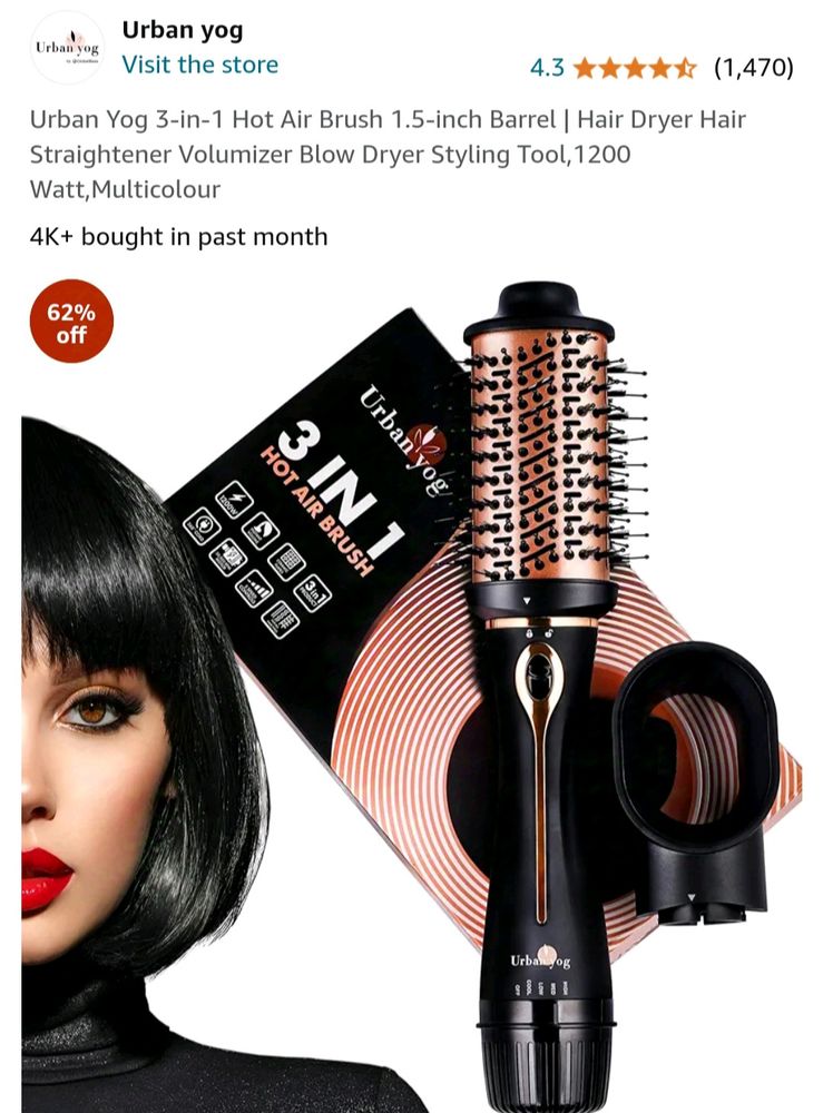 Urban Yog 3 in1 Hot Air Brush Straightner