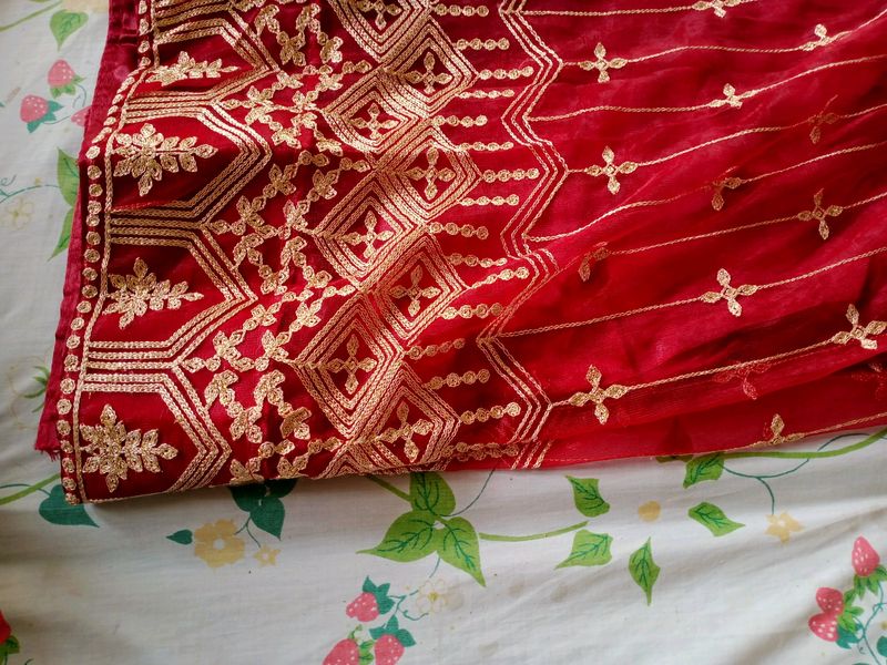 Red Lengha With Dupatta