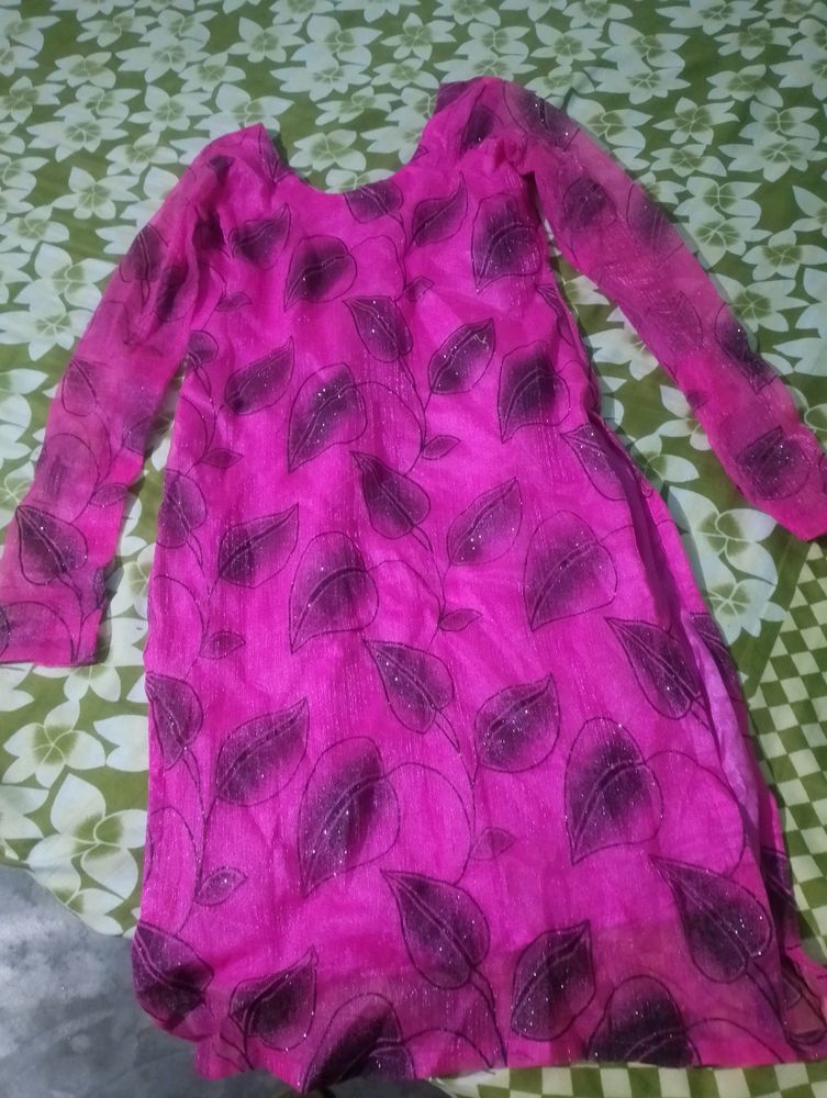 Pink And Black Full Sleeved Kurti Bust 34 Length 28