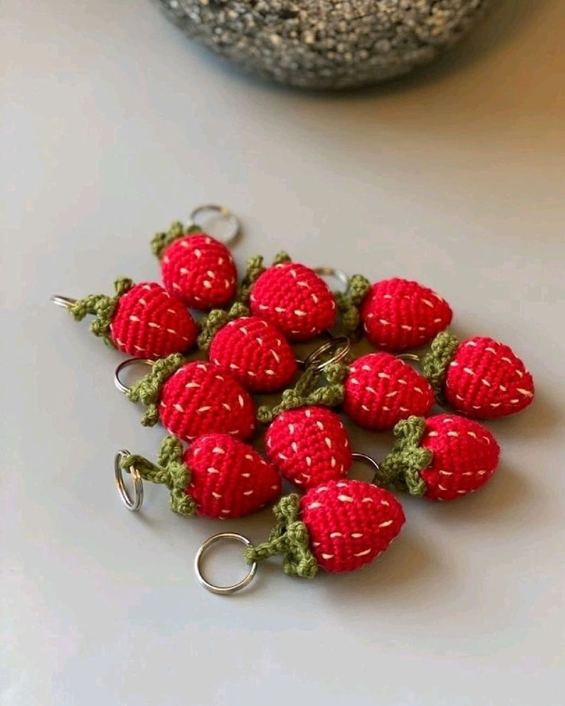 Crochet Strawberry Keychain 🍓