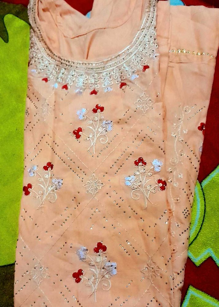 Peach Colour Beautiful Designing Kurta