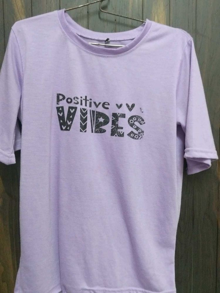 Purple Tshirt With Vibes Print