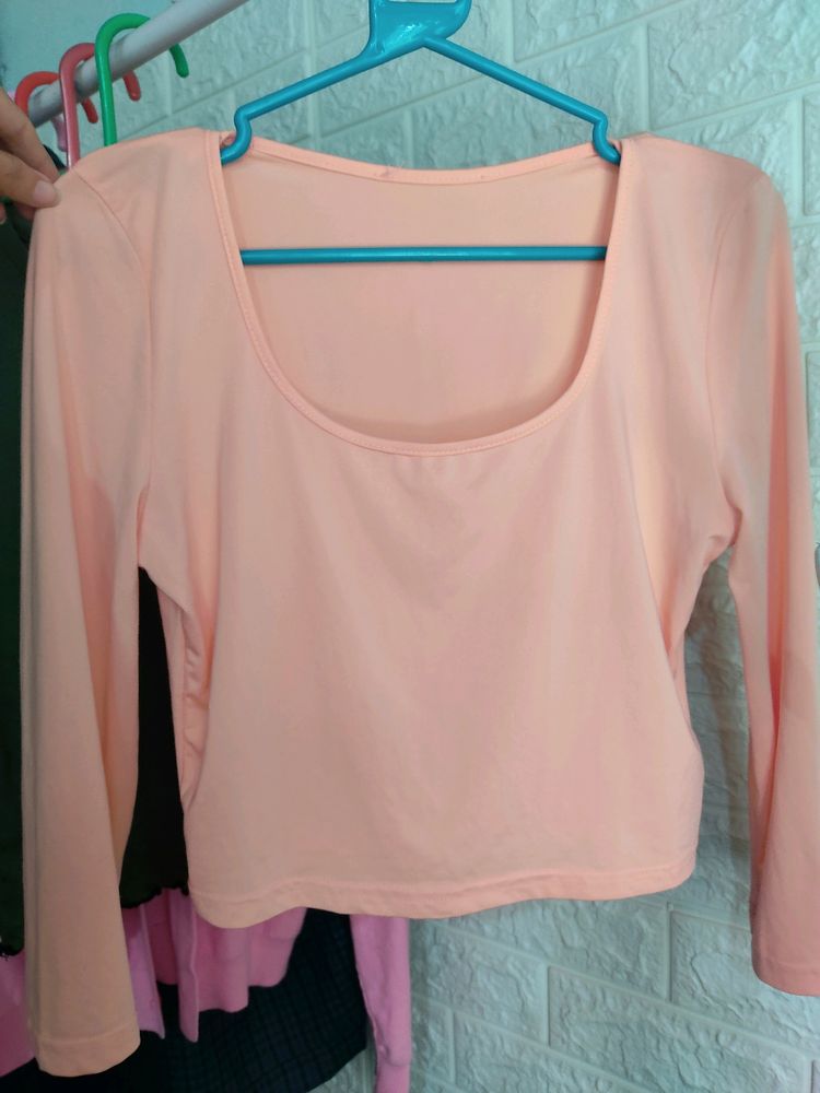 Square Neck Peach Top..Fits For XS & S