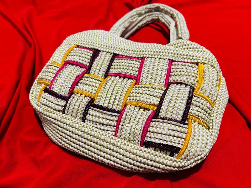 Handwoven Bag Textured Cream Colored