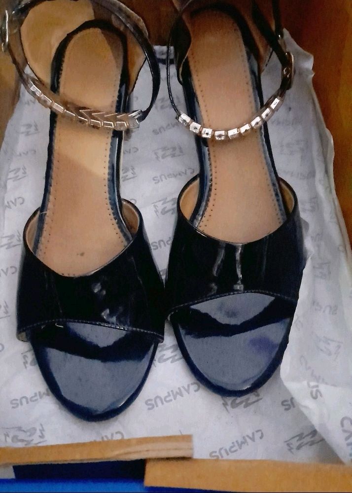 Black Denim Heels For Women