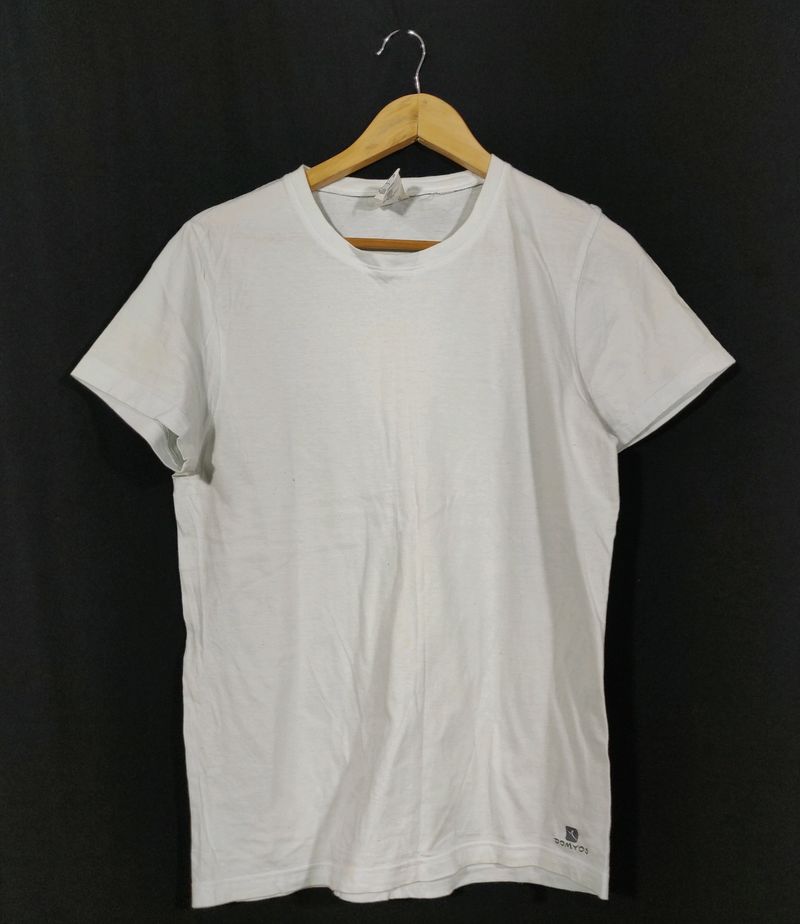 Women White Plain T-shirt | Bust 40| Length 26