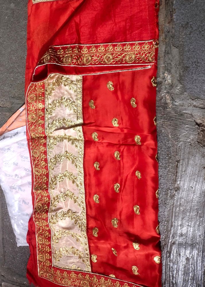 Red Heavy Bordered Saree