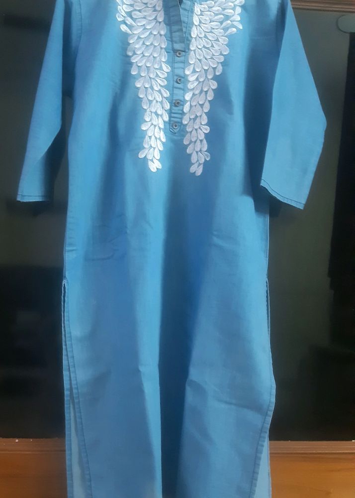 Denim Embroidery Kurta