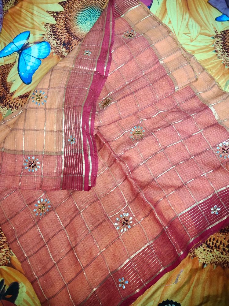 Coral Saree