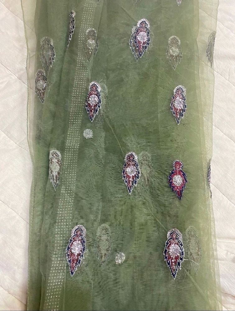 🦚 mint-green saree with blouse 🦚