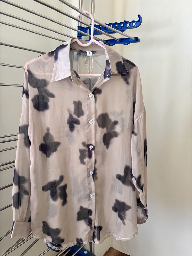 Sheer Animal Printed Shirt