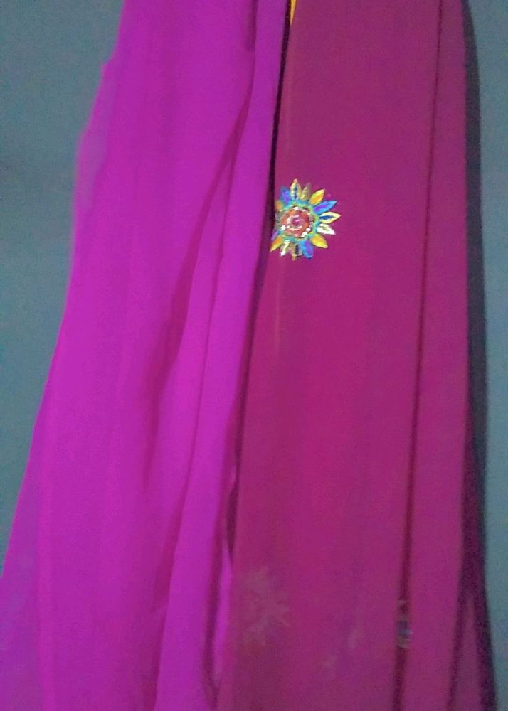 Combo Of Magenta And Purple Embroidery Dupatta