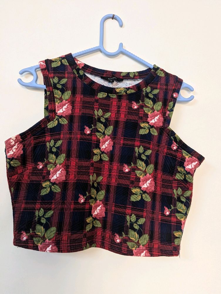 MaroonPrinted Crop Top