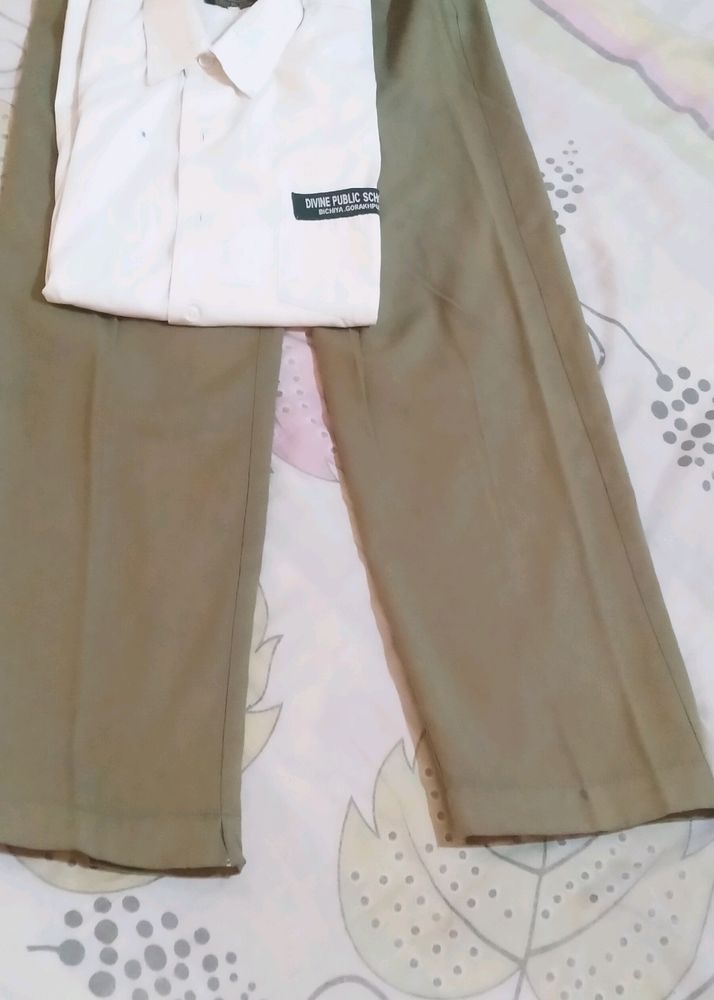 School Uniform White Shirt Nd Olive Pant