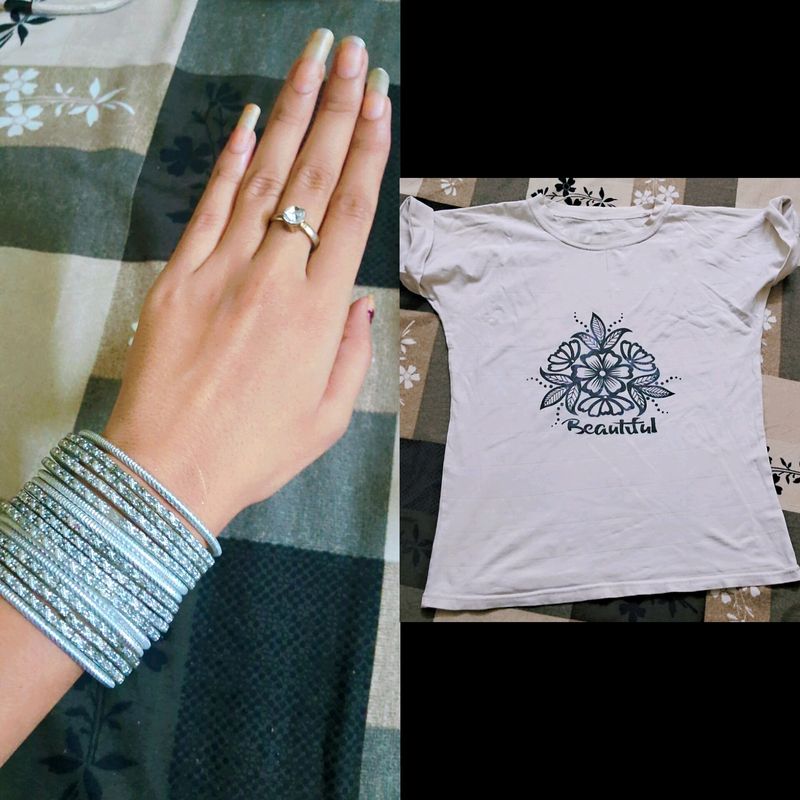 Tshirt Bangles Set And Ring Combo