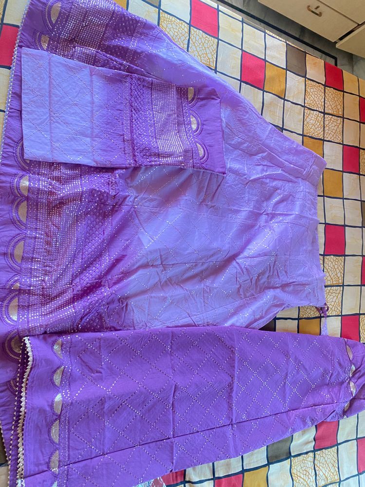 Purple Lehenga Set Unstiched Blouse