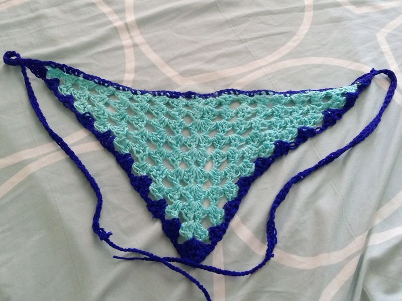 Blue Crochet Bandana Hair Accessory