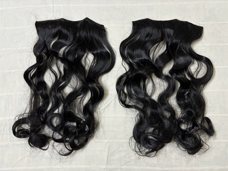 2 Black Curly Extension Hair Extensions