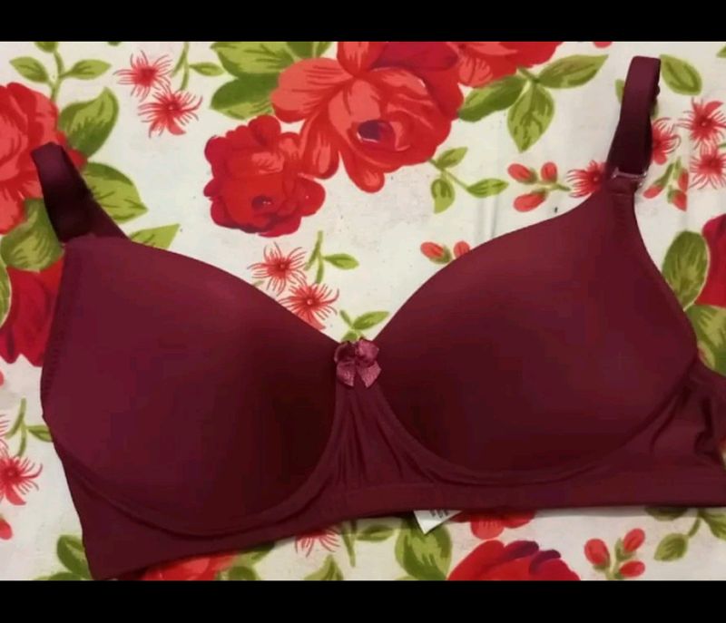 Maroon Lightly Padded Bra