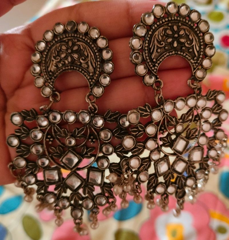 Black Metal Jhumka For Women