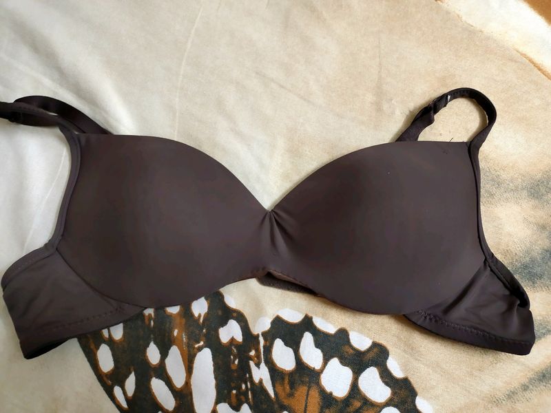 2 Black And Brown Paded Nylon Spandex Bras