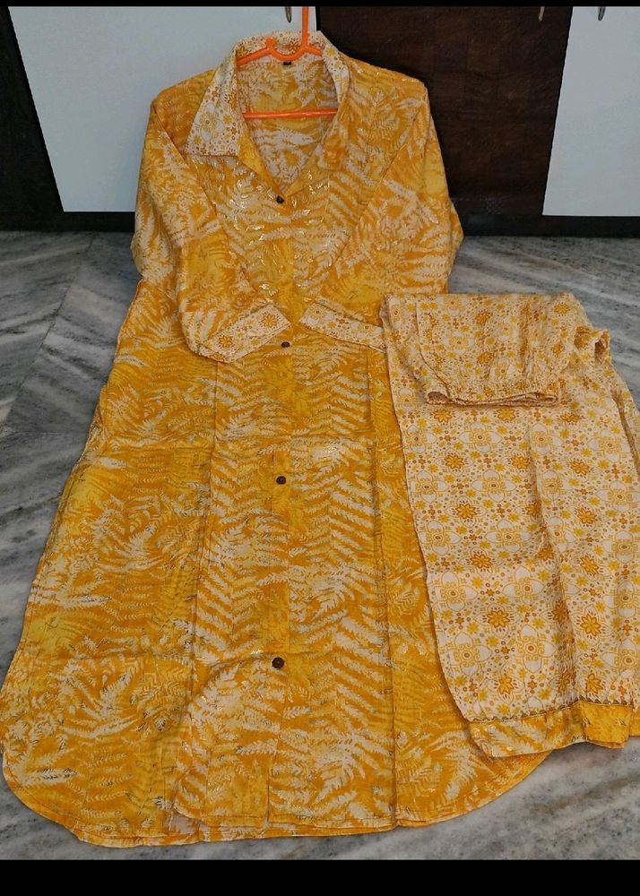 Yellow Afghani Kurti Pant