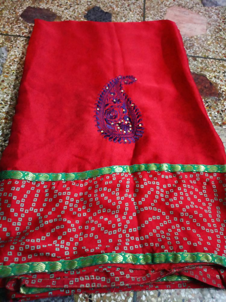 Red Chiffon Saree