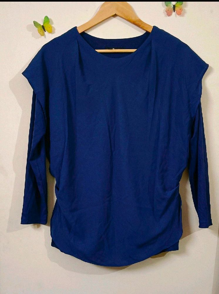 Navy Blue Double Layered Full Sleeves Top