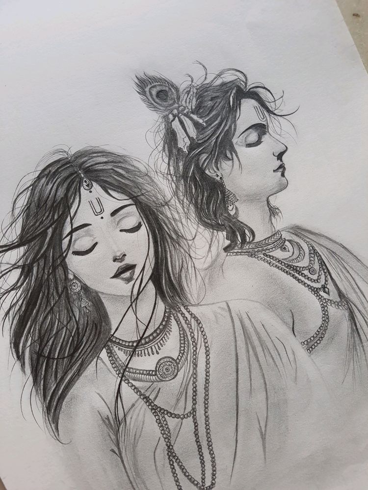 handmade radhe krishna sketch ✨️