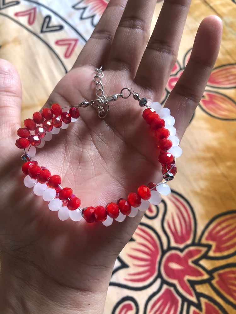 Red And White Crystal Bracelet