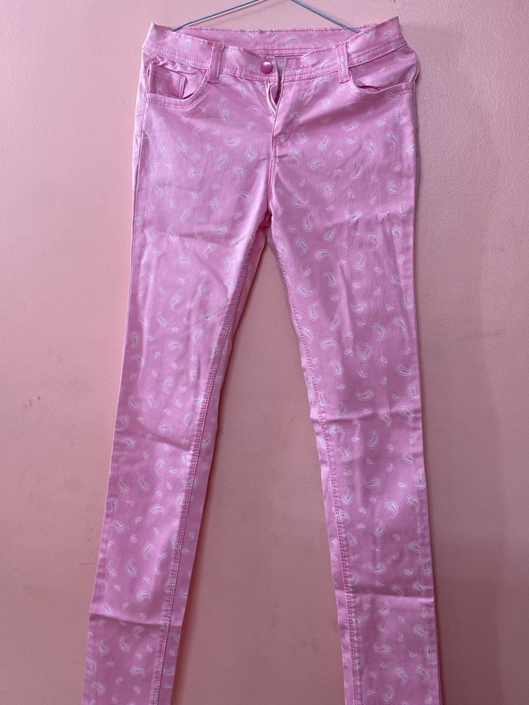 Pink Printed Jeans