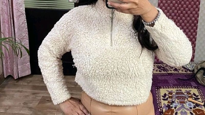 White Woolen Fur Top